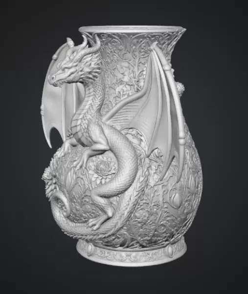 Crimson Floral Dragon Vase STL File for 3D Print - Model preview 13