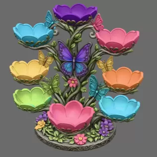 Butterfly Flower Bowl Organizer STL File for 3D Print - Model thumbnail 8