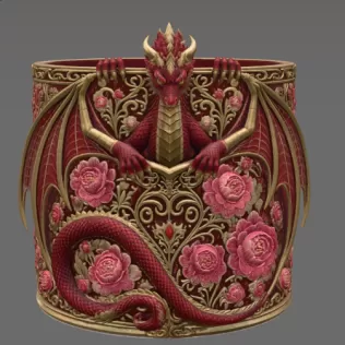 Ruby Rose Dragon Planter STL File for 3D Print - Model thumbnail 8