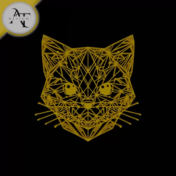 Cat - Geometric - 2D Wall Art Decor - Model preview 1