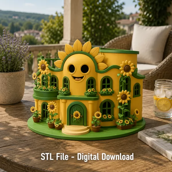 🌻 Happy Sunflower House STL File for 3D Print - Model preview 3
