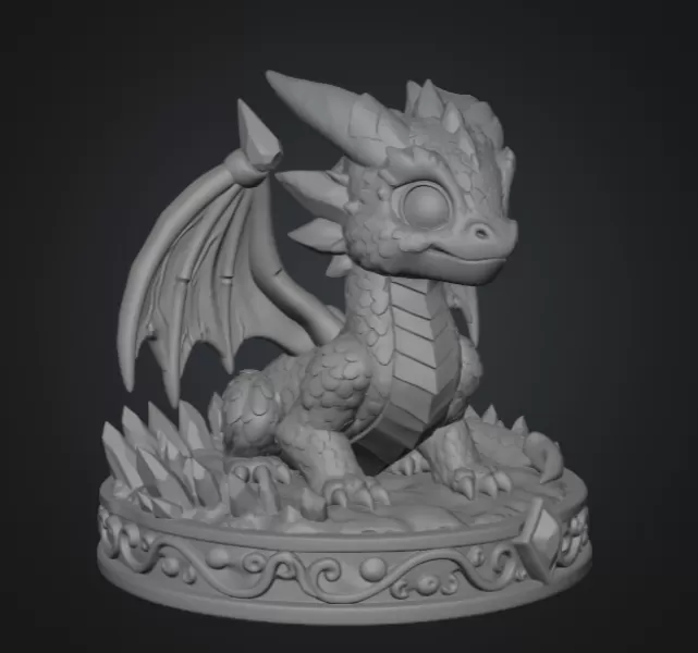 Crystal Ice Baby Dragon STL File for 3D Print - Model preview 12
