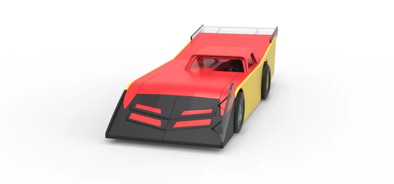 Vintage Dirt late model Race car Version 5 Scale 1:25 - Model preview 5
