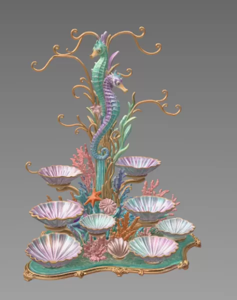 Seahorse Coral Shell Bowl Organizer STL File for 3D Print - Model preview 7