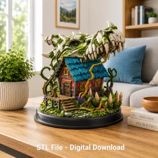 Dragon Skull Cottage STL File for 3D Print - Model thumbnail 2