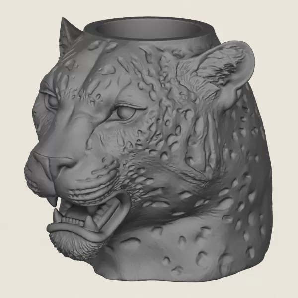 Leopard Face Vase Print Ready 3D Model - Model preview 1
