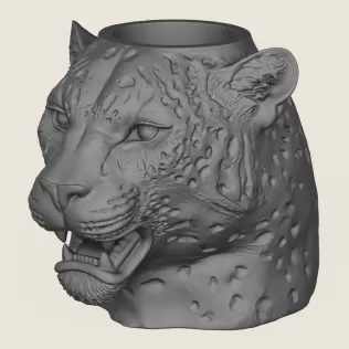 Leopard Face Vase Print Ready 3D Model