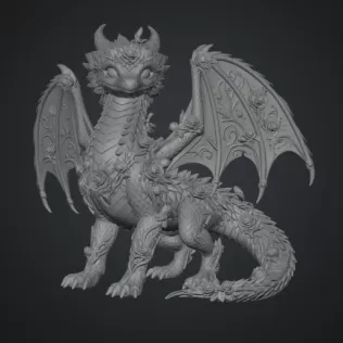 Crimson Rose Dragon STL File for 3D Print - Model thumbnail 13