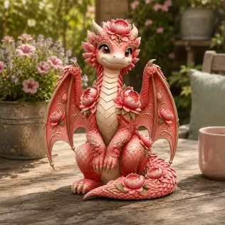 Rosé Bloom Dragon STL File for 3D Print - Model thumbnail 3