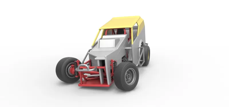 Vintage Dirt Modified stock car V7 while turning Scale 1:25 - Model preview 5