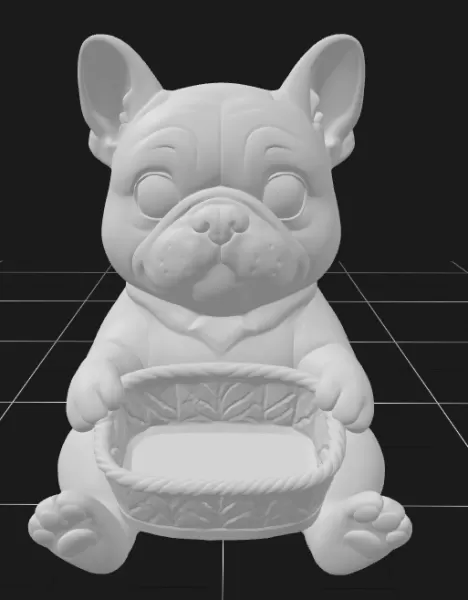 Bulldog Holding a Gift Basket - Model preview 2