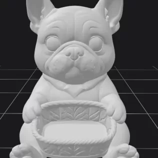 Bulldog Holding a Gift Basket - Model thumbnail 2