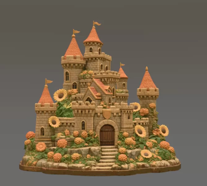 Sunflower Fantasy Castle STL File for 3D Print - Model preview 7