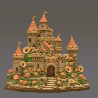Sunflower Fantasy Castle STL File for 3D Print - Model thumbnail 7