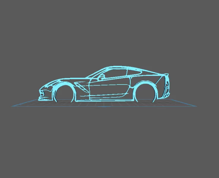 Silhouette Chevrolet Corvette - Wall Art - Model preview 1
