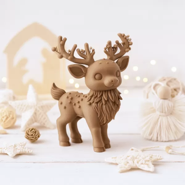 Magic Christmas Deer Figure | Cute Reindeer Sculpture | Holiday - Model preview 5