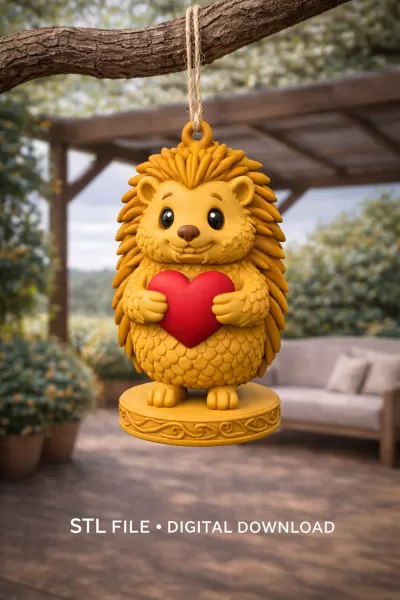 Hedgehog with Heart — Detailed Hedgehog Pendant / Figurine - Model preview 7