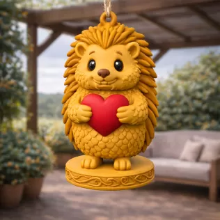 Hedgehog with Heart — Detailed Hedgehog Pendant / Figurine