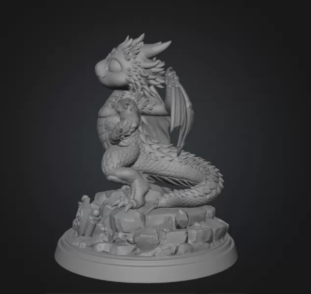 Brave Guardian Dragon STL File for 3D Printing - Model preview 9
