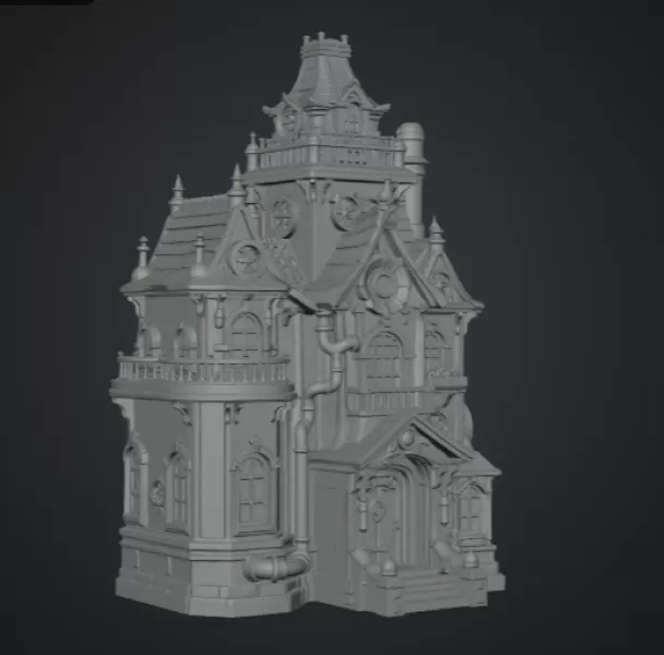 Whimsical Steampunk Manor STL File for 3D Print - Model preview 11