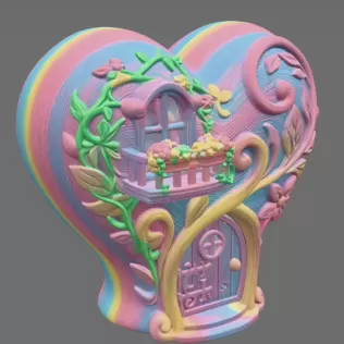 Fantasy Heart Fairy House - STL File 3D Printable - Model thumbnail 7
