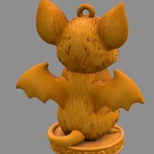 Gothic Cute Bat Holding Heart STL – 3D Print Animal Ornament - Model thumbnail 5