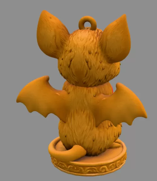 Gothic Cute Bat Holding Heart STL – 3D Print Animal Ornament - Model preview 5