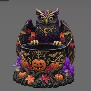 Mystic Halloween Owl Bowl STL File for 3D Print - Model thumbnail 8