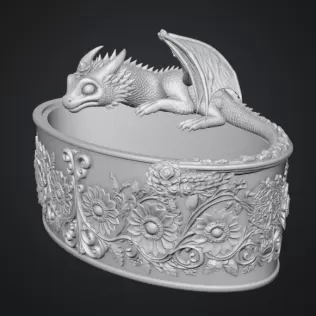 Golden Sunflower Dragon Planter STL File for 3D Print - Model thumbnail 13