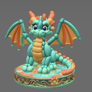 Cute Balloon Baby Dragon STL File for 3D Print - Model thumbnail 3