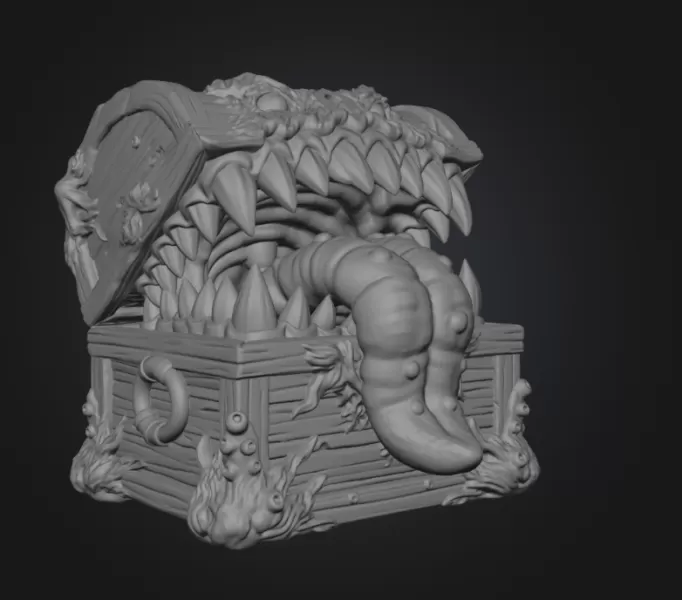 Mimic Treasure Chest Monster STL File for 3D Print - Model preview 15