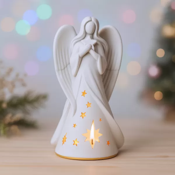 Angel Candle Holder | Christmas Guardian Angel Figurine | Lucky - Model preview 6