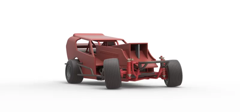 Vintage Dirt Modified stock car Version 4 while turning 1:25 - Model preview 27