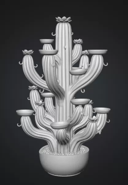 Blooming Cactus Jewelry Organizer STL File for 3D Print - Model preview 12
