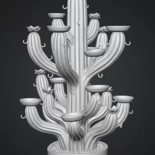 Blooming Cactus Jewelry Organizer STL File for 3D Print - Model thumbnail 12