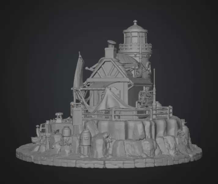 🌊 Lighthouse Harbor House STL File for 3D Print - Model preview 14