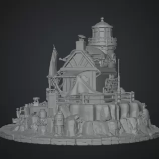 🌊 Lighthouse Harbor House STL File for 3D Print - Model thumbnail 14