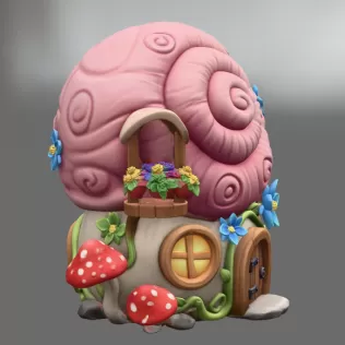 Enchanted Snail Shell Cottage STL File 3D Printable - Model thumbnail 6