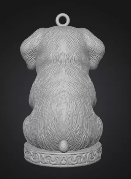 Cute Puppy Pendant — Heart Holding Figurine - Model preview 3