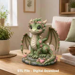 Blossom Heart Dragon STL File for 3D Print - Model thumbnail 2