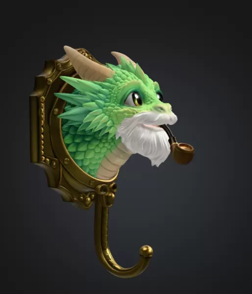 Wise Dragon Wall Hook STL File for 3D Print - Model preview 4