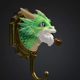 Wise Dragon Wall Hook STL File for 3D Print - Model thumbnail 4