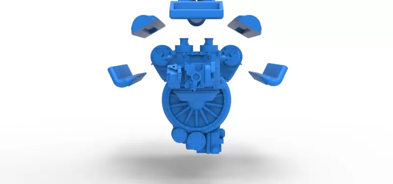 Engine V12 of Vintage Dragster Version 2 Scale 1:25 - Model preview 21