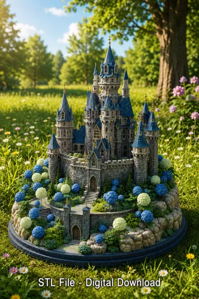 🏰 Enchanted Blue Castle STL File for 3D Print - Model preview 2
