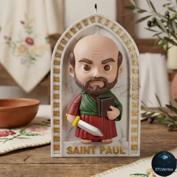 Saint Paul Relief Decorative Candle 3D Printable Model - Model preview 1