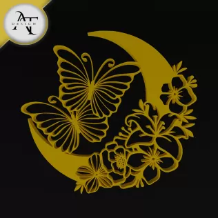 Butterflies on the Moon - Silhouette - 2D Wall Art Decor