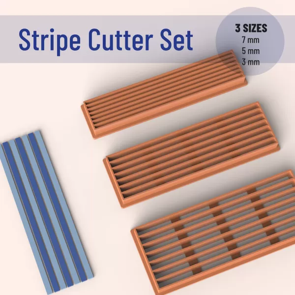 3D Stripe Cutter Set, 3-5-7 mm, Cake - Clay - Pottery - Cookie - Model preview 3