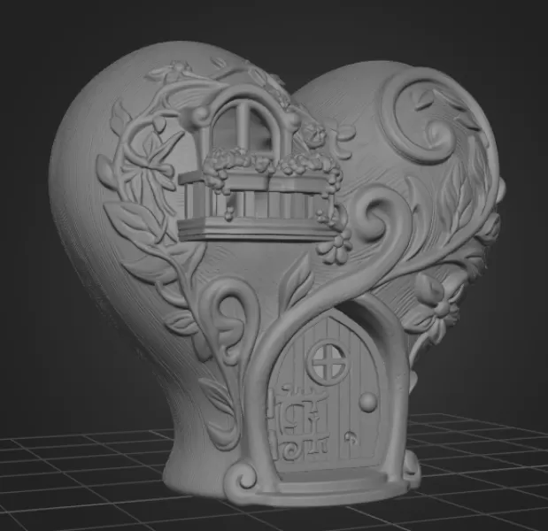 Fantasy Heart Fairy House - STL File 3D Printable - Model preview 11