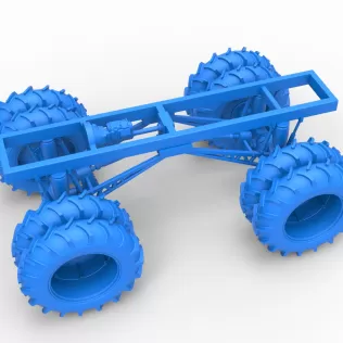 Chassis of Vintage Monster Truck with double wheels Scale 1:25 - Model thumbnail 13