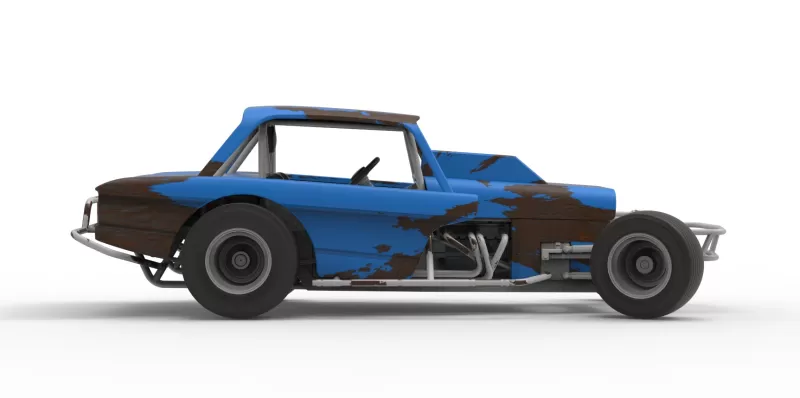 Vintage Dirt Modified stock car V10 while turning Scale 1:25 - Model preview 21